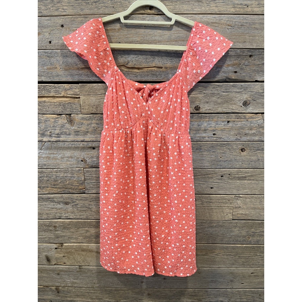 Women’s Coral Floral Summer Dress with Ruffle Sleeves